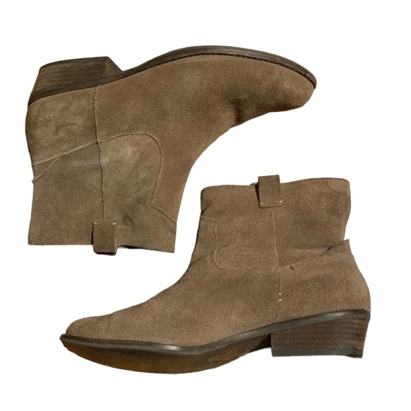 Dolce Vita Tan Suede Leather Ankle Boots Size 10 Western Style Bootie Pull On - Picture 3 of 8